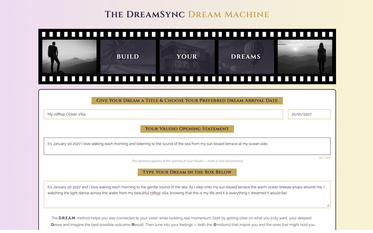 Dream Machine text screen